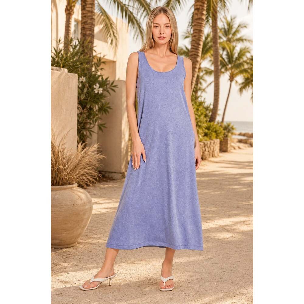 Zenana French Terry Twisted Strap Midi Dress Size Large